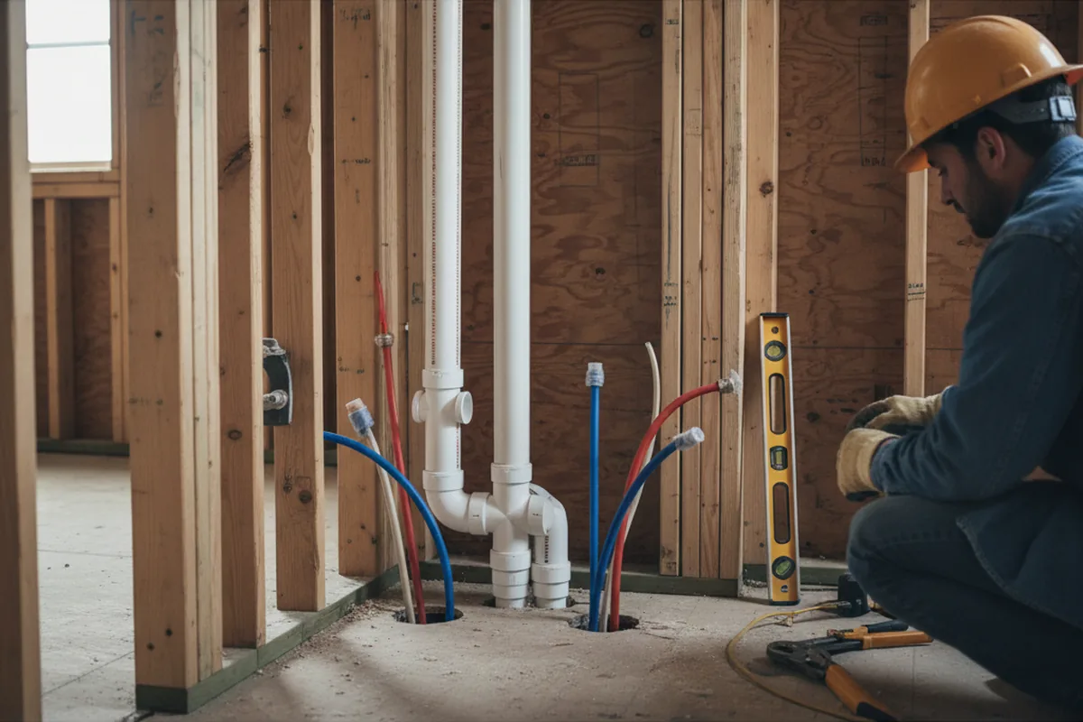 Drain and supply rough-in during Leak Detection in Clearlake