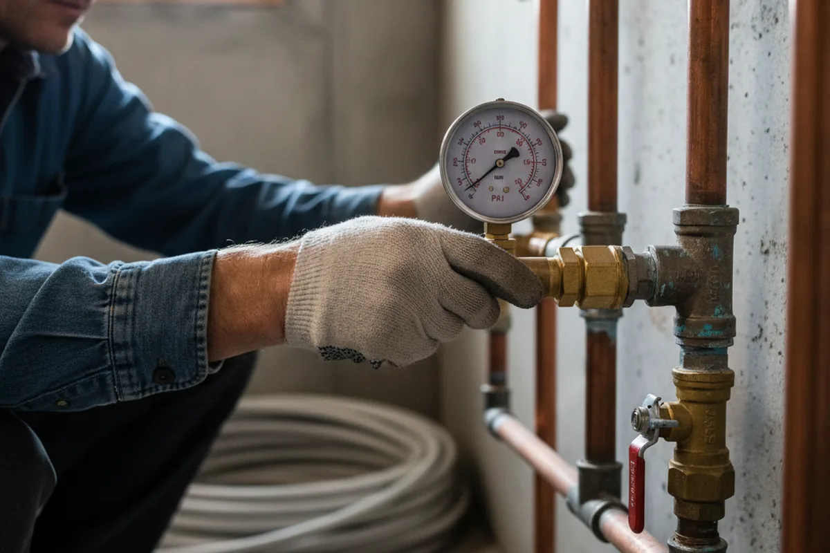 Pressure testing a repaired line during Water Line Repair in Clearlake